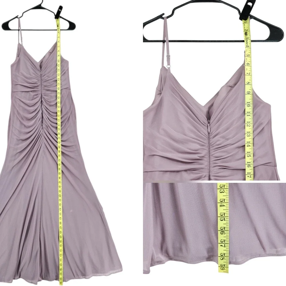 Azazie Maxi Dress 12 Tequilla Purple‎ Dusk Ruched V-Neck Formal Bridesmaid Gown